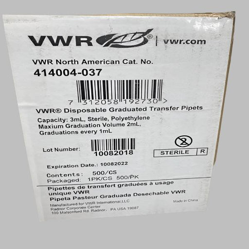 VWR Graduated Transfer Pipette 2 ml 500 Pipets Pipettes & Pipette Tips VWR