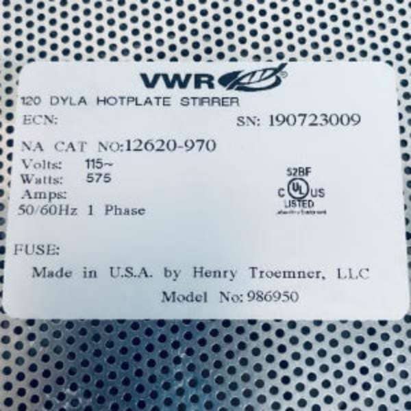 VWR Magnetic Hotplate Stirrer DylaDual 7 in. with Warranty Magnetic Stirrers & Hotplate Stirrers VWR