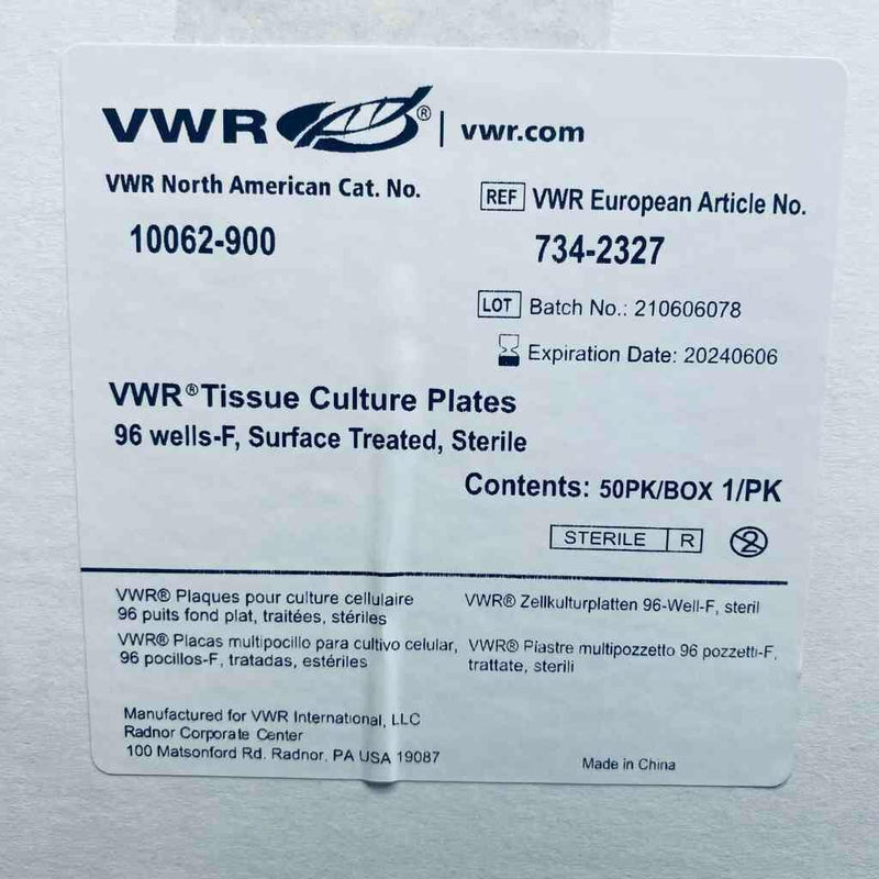 VWR Microplate 96 Well Clear Tissue Culture Microplate Box of 50 Plates Petri Dishes/Culture Plates VWR