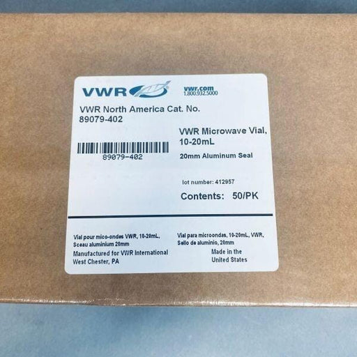 VWR Microwave Reaction Vials Glass 20mm Aluminum Seal 10-20 mL Pack of 50 Vials Vials VWR
