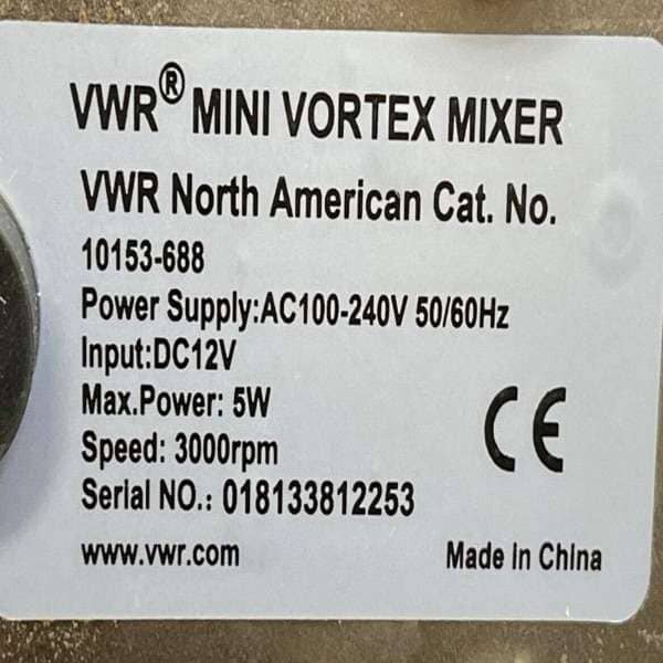 VWR Mini Vortex Mixer Touch Activated 3000 rpm Lab Equipment::Shakers, Vortexers & Nutators VWR