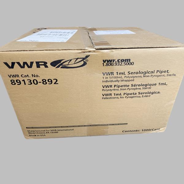 VWR Serological Pipette 1 ml Polystyrene Individually Sealed 1000 Pipets Pipettes & Pipette Tips VWR