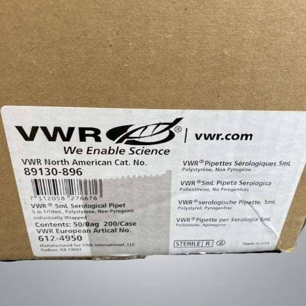 VWR Serological Pipette 5 ml Polystyrene Individually Sealed 350 Pipets Pipettes & Pipette Tips VWR