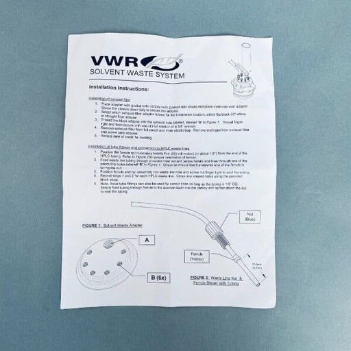 VWR Solvent Waste Kit for 20 L Carboy 1/4 OD Tubing Ferrules and Filter Lab Consumables::Reagent and Storage Bottles VWR