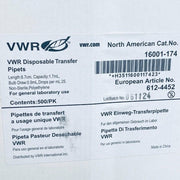 VWR Transfer Pipette 1.7 ml Total of 700 Pipettes Pipettes & Pipette Tips VWR
