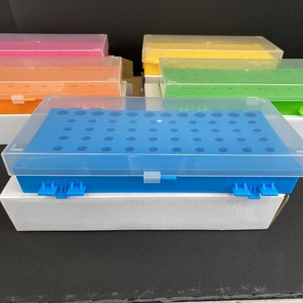 VWR Tube Rack with Lid Reversible 0.2 - 1.5 ml Tubes Assorted Colors 10 Racks Lab Consumables::Tubes, Vials, and Flasks VWR