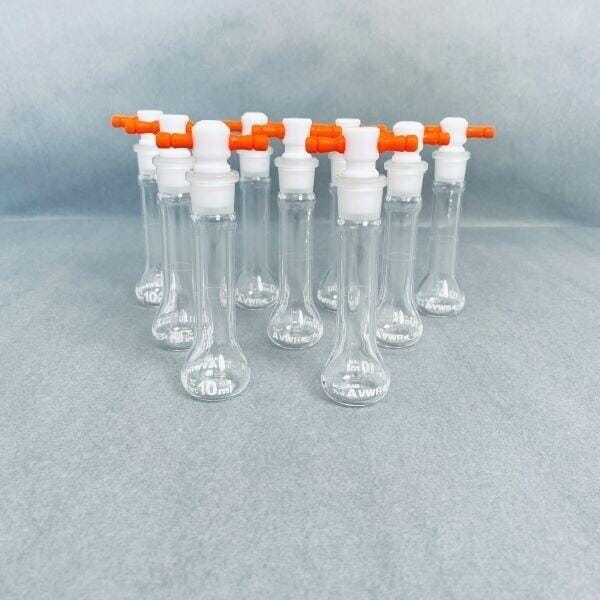 VWR Volumetric Flask 10 ml with PTFE Stopper Grade A Total of 9 Flasks Lab Flasks VWR