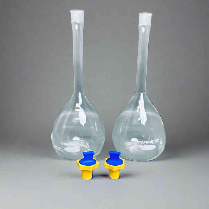 VWR Volumetric Flask 1000 ml with Stopper 2 Flasks Lab Culture Flask VWR