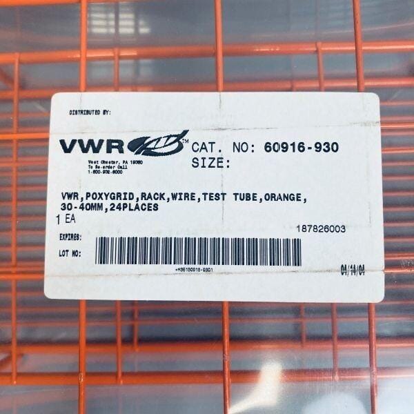VWR Wire Tube Rack 24 Places Poxygrid 40 mm Orange Epoxy Coat Lot of 2 Racks Tube Racks VWR