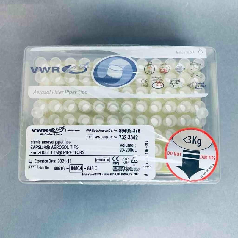 VWR Zapslik Aerosol Pipet Tips Sterile 200 ul 7 Racks of 96 Tips Each Pipets & Pipette Tips VWR
