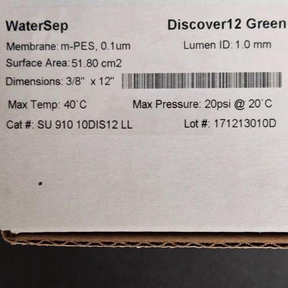 WaterSep Hollow Fiber Filter Cartridge Discover12 Green SU 910 10DIS12 LL Filters WaterSep BioSeparations