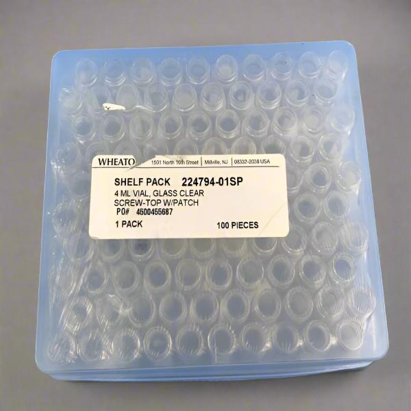 Wheaton 224794-01SP Glass Vials 4ml Box of 100 15 x 45mm Lids Sold Separately Lab Consumables::Tubes, Vials, and Flasks WHEATON
