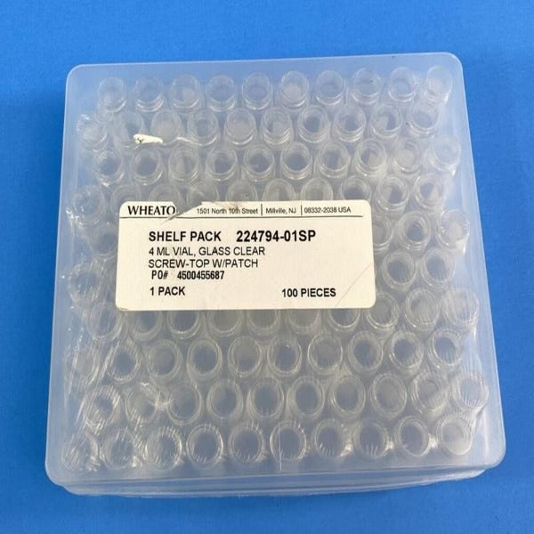 Wheaton 224794-01SP Glass Vials 4ml Box of 100 15 x 45mm Lids Sold Separately Lab Consumables::Tubes, Vials, and Flasks WHEATON