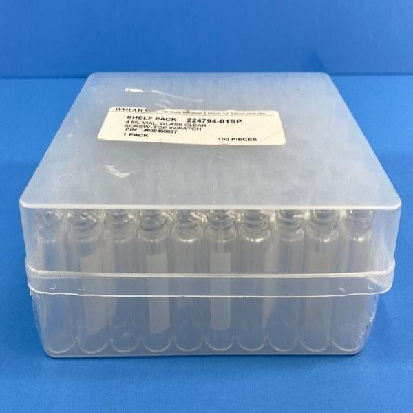 Wheaton 224794-01SP Glass Vials 4ml Box of 100 15 x 45mm Lids Sold Separately Lab Consumables::Tubes, Vials, and Flasks WHEATON