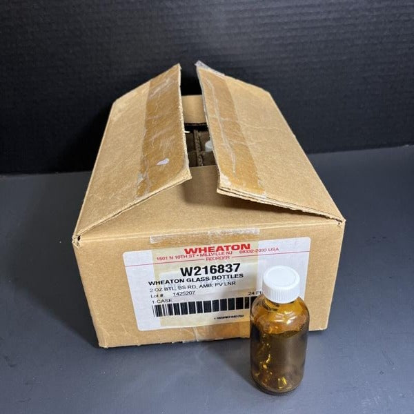 Wheaton Amber Glass Bottle 2 oz with Screw Top 13 Bottles Lab Consumables::Tubes, Vials, and Flasks WHEATON