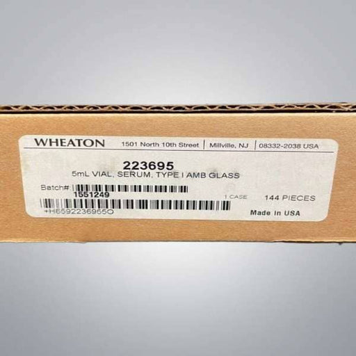 Wheaton Amber Glass Vial 5 ml Crimp Neck 22 x 44 mm 143 Vials Lab Consumables::Tubes, Vials, and Flasks WHEATON