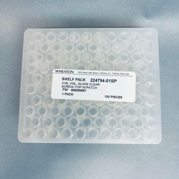 Wheaton Clear Glass Vial 4 ml Screw Top with White Patch Pack of 800 Vials Vials WHEATON