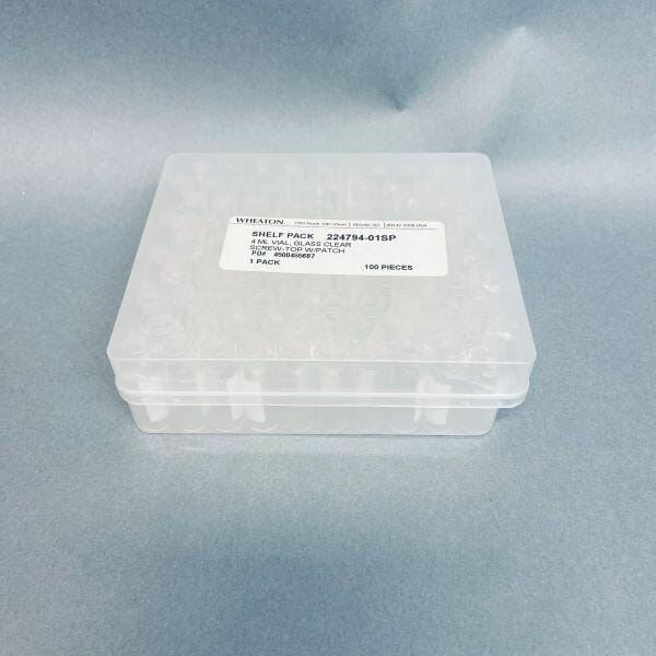 Wheaton Clear Glass Vial 4 ml Screw Top with White Patch Pack of 800 Vials Vials WHEATON