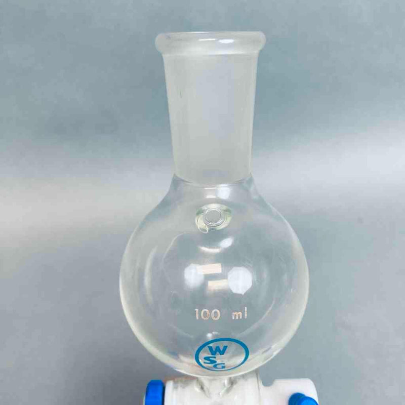 Whelan Scientific Glass Spherical Separatory Funnel 24/40 STJ 100 ml with Side Hole Opening Lot of 2 Funnels Jointed Glassware Whelan Glass