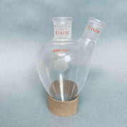 Wilmad Lab Glass 2-Neck Pear Shaped Flask 100 ml 14/20 Joints Jointed Glassware Wilmad