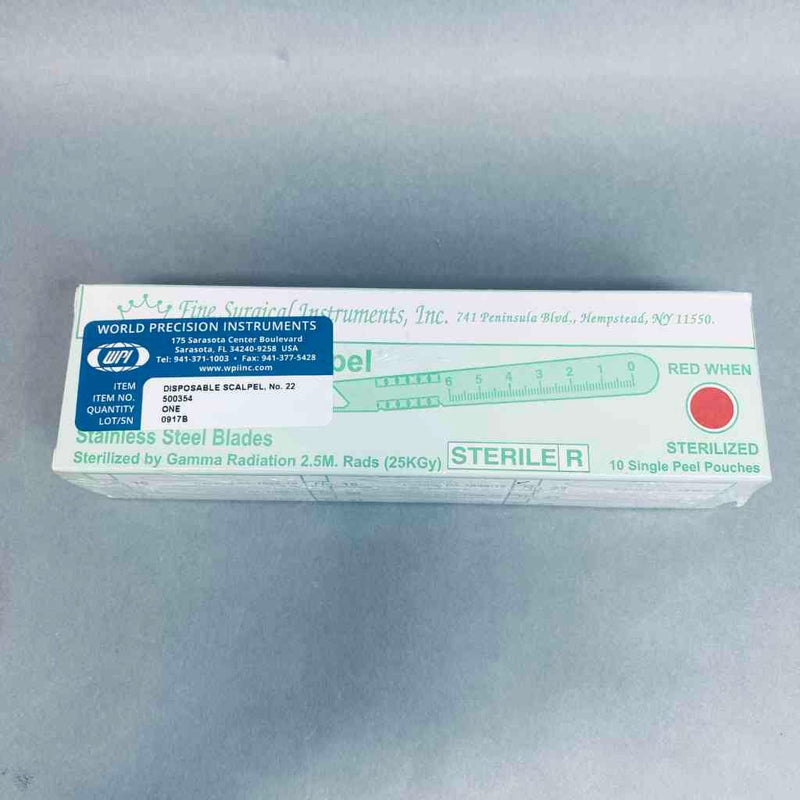 World Precision Instruments Disposable Scalpel Size 22 Sterile Stainless 7 Boxes of 10 Blades Scalpels, Surgical Blades & Handles World Precision Instruments