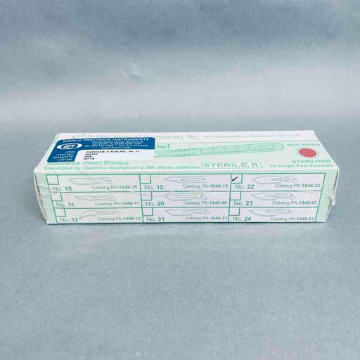 World Precision Instruments Disposable Scalpel Size 22 Sterile Stainless 7 Boxes of 10 Blades Scalpels, Surgical Blades & Handles World Precision Instruments